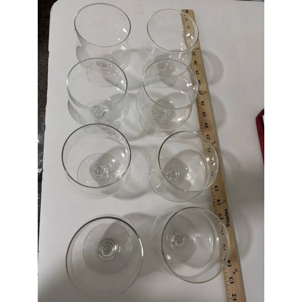 Vintage Clear Glass seafood cocktail stemmed glasses Set of 8